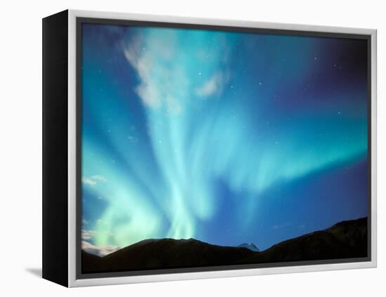 Green Aurora Borealis Around Mt. Snowden, Brooks Range, Alaska, USA-Hugh Rose-Framed Premier Image Canvas