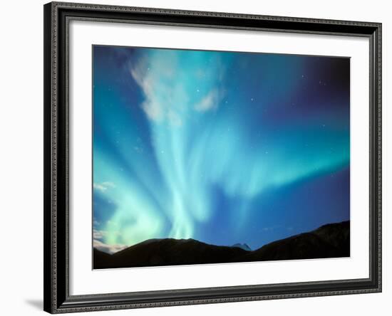 Green Aurora Borealis Around Mt. Snowden, Brooks Range, Alaska, USA-Hugh Rose-Framed Photographic Print