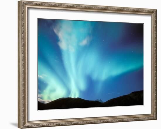 Green Aurora Borealis Around Mt. Snowden, Brooks Range, Alaska, USA-Hugh Rose-Framed Photographic Print