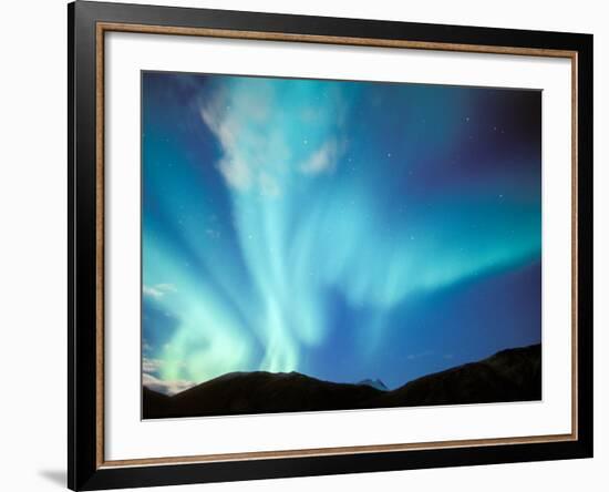 Green Aurora Borealis Around Mt. Snowden, Brooks Range, Alaska, USA-Hugh Rose-Framed Photographic Print