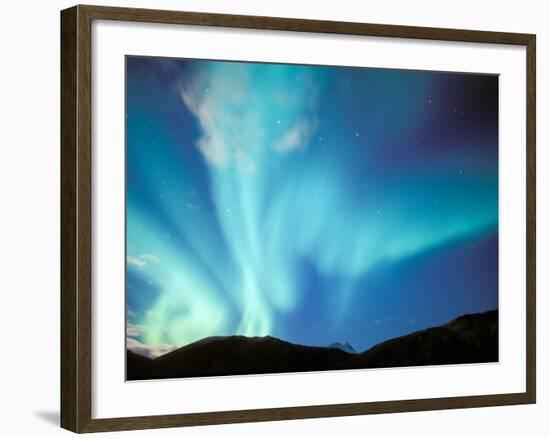 Green Aurora Borealis Around Mt. Snowden, Brooks Range, Alaska, USA-Hugh Rose-Framed Photographic Print