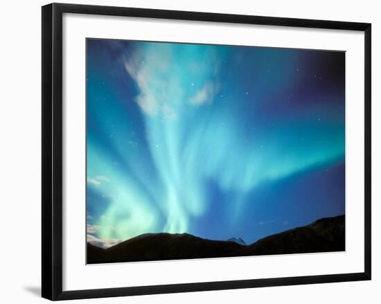 Green Aurora Borealis Around Mt. Snowden, Brooks Range, Alaska, USA-Hugh Rose-Framed Photographic Print