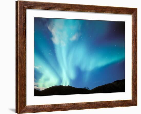 Green Aurora Borealis Around Mt. Snowden, Brooks Range, Alaska, USA-Hugh Rose-Framed Photographic Print