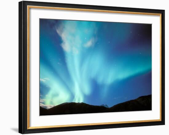 Green Aurora Borealis Around Mt. Snowden, Brooks Range, Alaska, USA-Hugh Rose-Framed Photographic Print