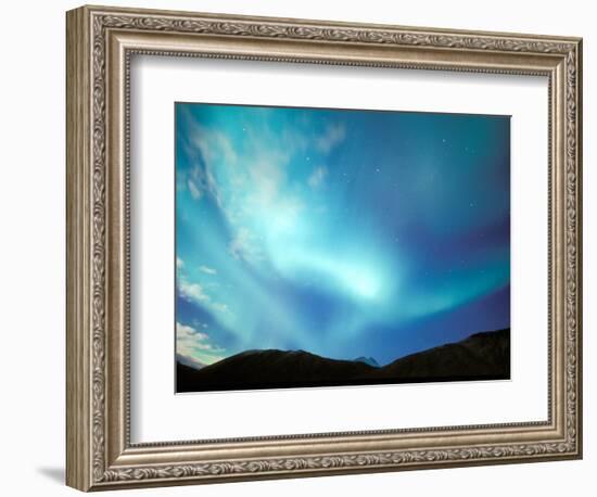 Green Aurora Borealis Around Mt. Snowden, Brooks Range, Alaska, USA-Hugh Rose-Framed Photographic Print