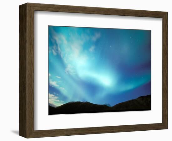 Green Aurora Borealis Around Mt. Snowden, Brooks Range, Alaska, USA-Hugh Rose-Framed Photographic Print