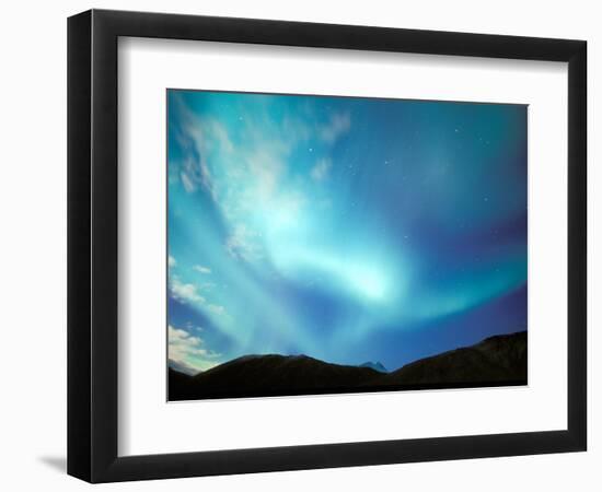 Green Aurora Borealis Around Mt. Snowden, Brooks Range, Alaska, USA-Hugh Rose-Framed Photographic Print