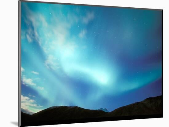 Green Aurora Borealis Around Mt. Snowden, Brooks Range, Alaska, USA-Hugh Rose-Mounted Photographic Print