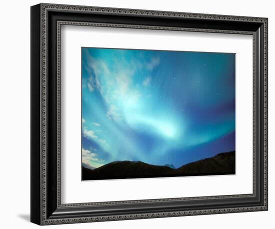 Green Aurora Borealis Around Mt. Snowden, Brooks Range, Alaska, USA-Hugh Rose-Framed Photographic Print