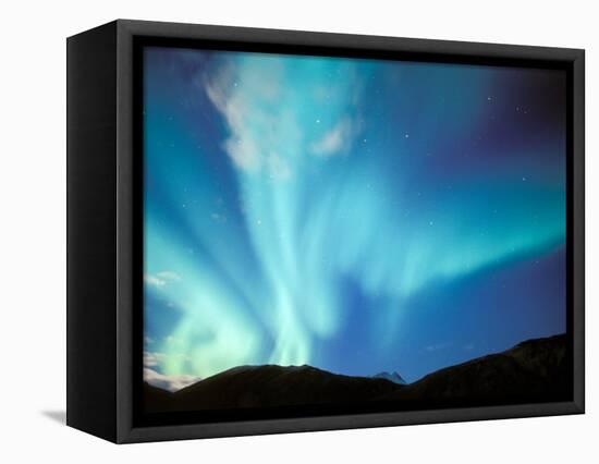 Green Aurora Borealis Around Mt. Snowden, Brooks Range, Alaska, USA-Hugh Rose-Framed Premier Image Canvas