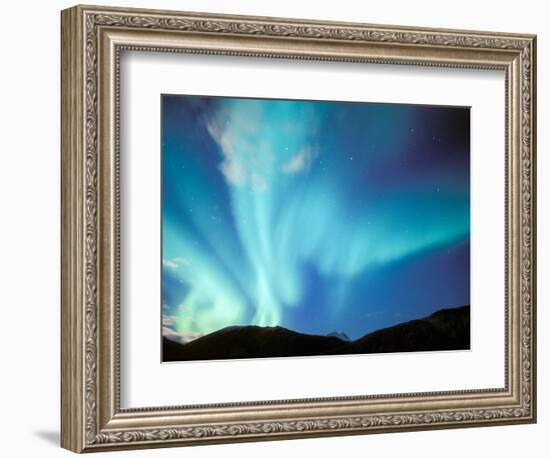 Green Aurora Borealis Around Mt. Snowden, Brooks Range, Alaska, USA-Hugh Rose-Framed Photographic Print