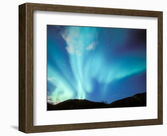 Green Aurora Borealis Around Mt. Snowden, Brooks Range, Alaska, USA-Hugh Rose-Framed Photographic Print