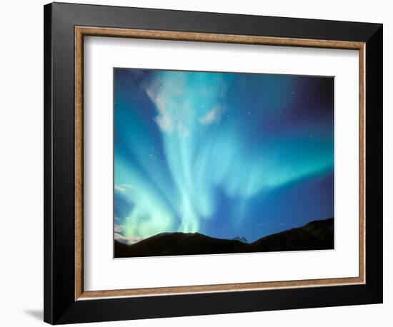 Green Aurora Borealis Around Mt. Snowden, Brooks Range, Alaska, USA-Hugh Rose-Framed Photographic Print