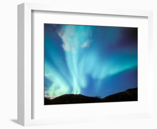 Green Aurora Borealis Around Mt. Snowden, Brooks Range, Alaska, USA-Hugh Rose-Framed Photographic Print