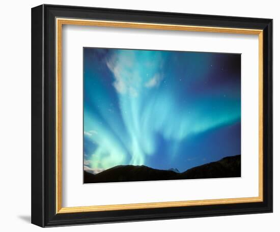 Green Aurora Borealis Around Mt. Snowden, Brooks Range, Alaska, USA-Hugh Rose-Framed Photographic Print