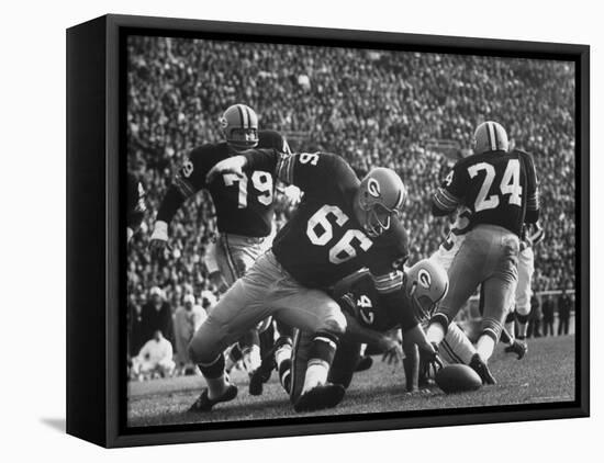 Green Bay Packers Playing a Game-George Silk-Framed Premier Image Canvas