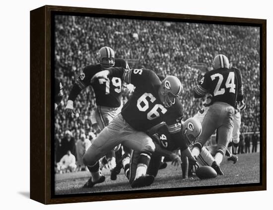 Green Bay Packers Playing a Game-George Silk-Framed Premier Image Canvas