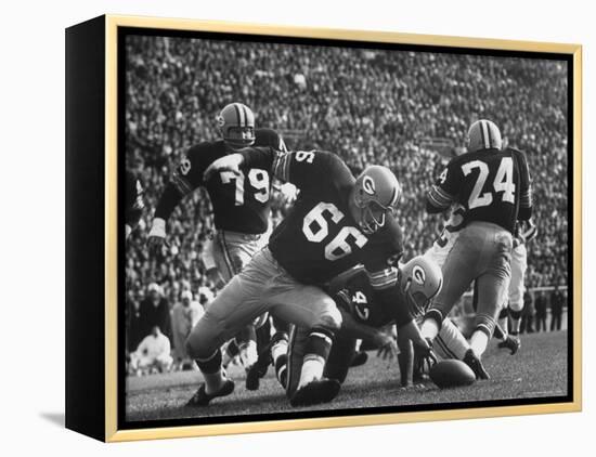 Green Bay Packers Playing a Game-George Silk-Framed Premier Image Canvas