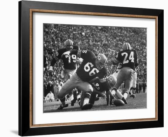 Green Bay Packers Playing a Game-George Silk-Framed Premium Photographic Print