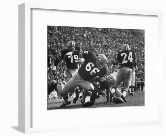 Green Bay Packers Playing a Game-George Silk-Framed Premium Photographic Print