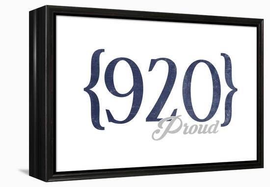 Green Bay, Wisconsin - 920 Area Code (Blue)-Lantern Press-Framed Stretched Canvas