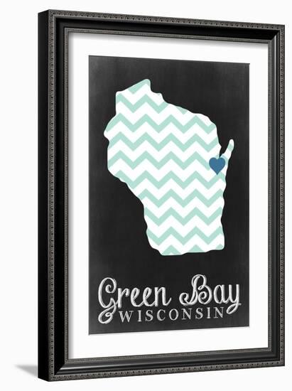 Green Bay, Wisconsin - Chalkboard-Lantern Press-Framed Art Print