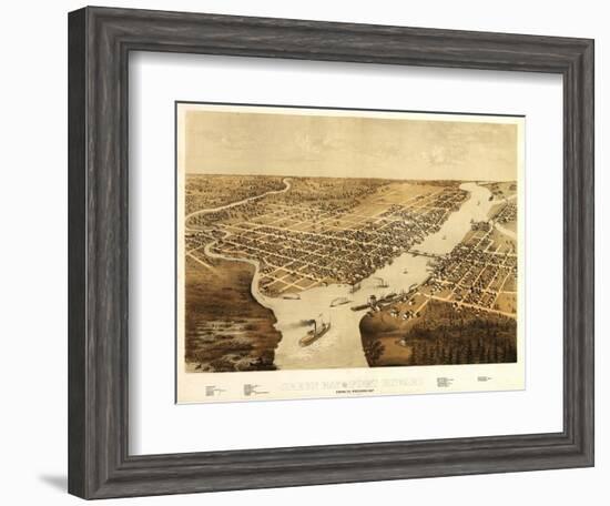 Green Bay, Wisconsin - Panoramic Map-Lantern Press-Framed Art Print