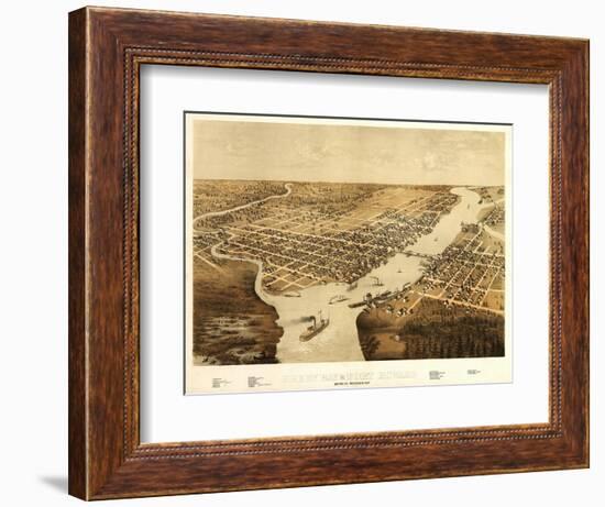 Green Bay, Wisconsin - Panoramic Map-Lantern Press-Framed Art Print