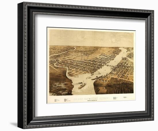 Green Bay, Wisconsin - Panoramic Map-Lantern Press-Framed Art Print