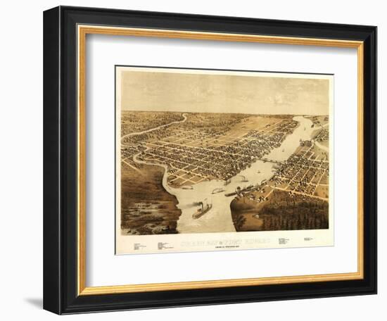 Green Bay, Wisconsin - Panoramic Map-Lantern Press-Framed Art Print