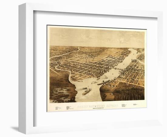 Green Bay, Wisconsin - Panoramic Map-Lantern Press-Framed Art Print