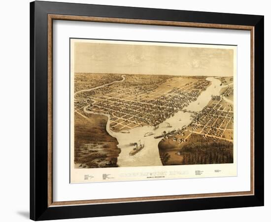 Green Bay, Wisconsin - Panoramic Map-Lantern Press-Framed Art Print