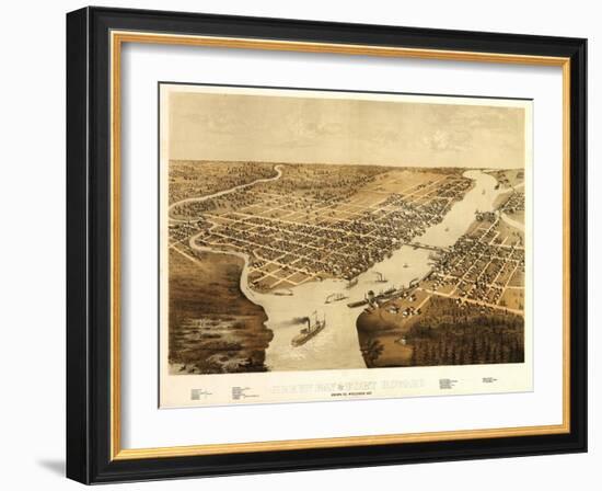 Green Bay, Wisconsin - Panoramic Map-Lantern Press-Framed Art Print