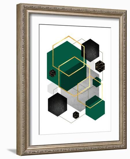 Green Black Gold Geo 1-Urban Epiphany-Framed Art Print