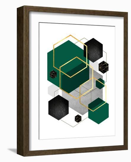 Green Black Gold Geo 1-Urban Epiphany-Framed Art Print