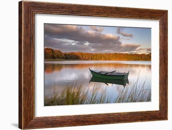 Green Boat on Salt Pond-Michael Blanchette Photography-Framed Photographic Print