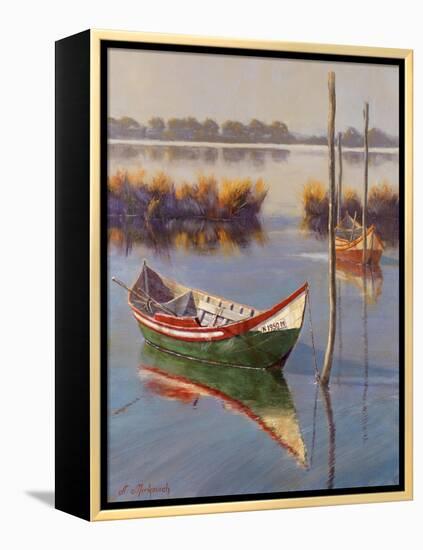 Green Boat-Nenad Mirkovich-Framed Stretched Canvas