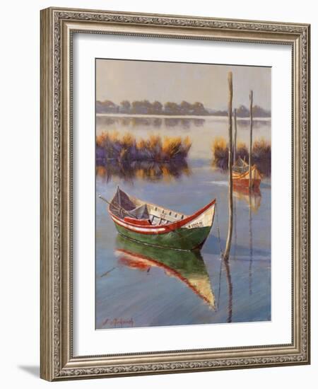 Green Boat-Nenad Mirkovich-Framed Art Print