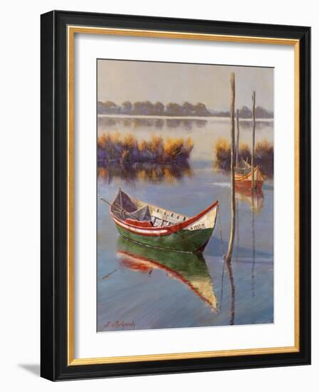 Green Boat-Nenad Mirkovich-Framed Art Print