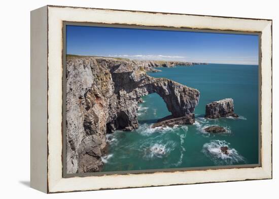 Green Bridge of Wales, Pembrokeshire Coast, Wales, United Kingdom-Billy Stock-Framed Premier Image Canvas