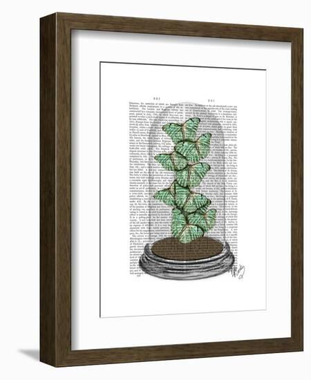 Green Butterflies in Bell Jar-Fab Funky-Framed Art Print