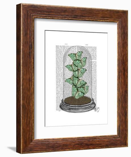 Green Butterflies in Bell Jar-Fab Funky-Framed Art Print