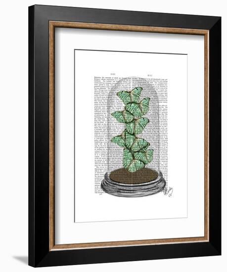 Green Butterflies in Bell Jar-Fab Funky-Framed Art Print