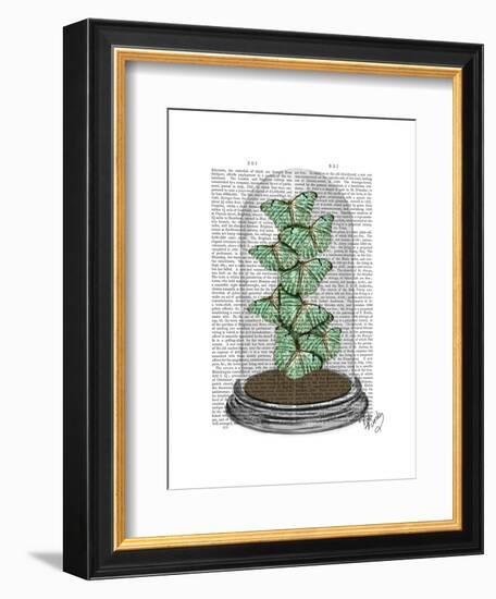 Green Butterflies in Bell Jar-Fab Funky-Framed Art Print