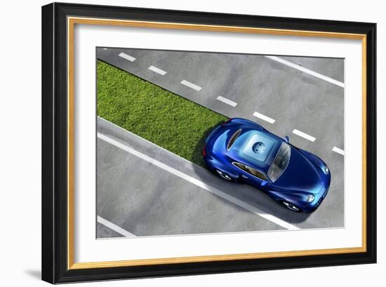 Green Car, Conceptual Image-SMETEK-Framed Photographic Print