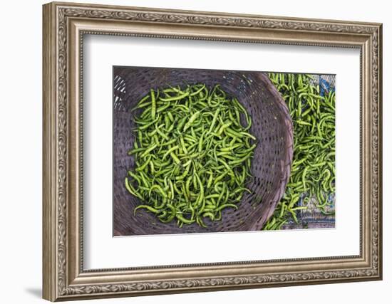 Green Chillies in Hpa an Morning Market, Kayin State (Karen State), Myanmar (Burma), Asia-Matthew Williams-Ellis-Framed Photographic Print