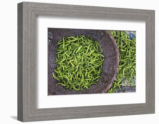 Green Chillies in Hpa an Morning Market, Kayin State (Karen State), Myanmar (Burma), Asia-Matthew Williams-Ellis-Framed Photographic Print