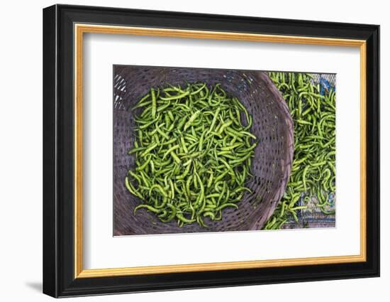 Green Chillies in Hpa an Morning Market, Kayin State (Karen State), Myanmar (Burma), Asia-Matthew Williams-Ellis-Framed Photographic Print