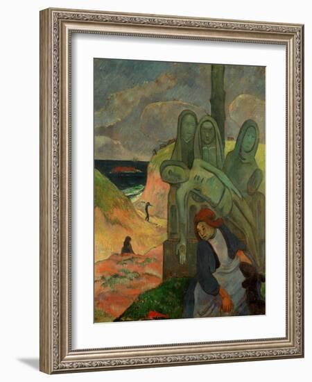 Green Christ, 1889, Inspired by the Calvaires, the Calvary-Sculptures of Brittany-Paul Gauguin-Framed Giclee Print