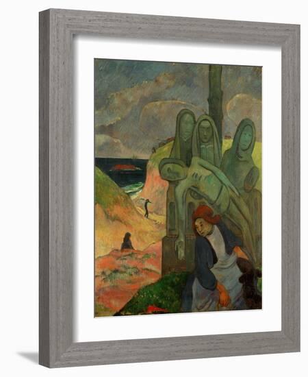 Green Christ, 1889, Inspired by the Calvaires, the Calvary-Sculptures of Brittany-Paul Gauguin-Framed Giclee Print